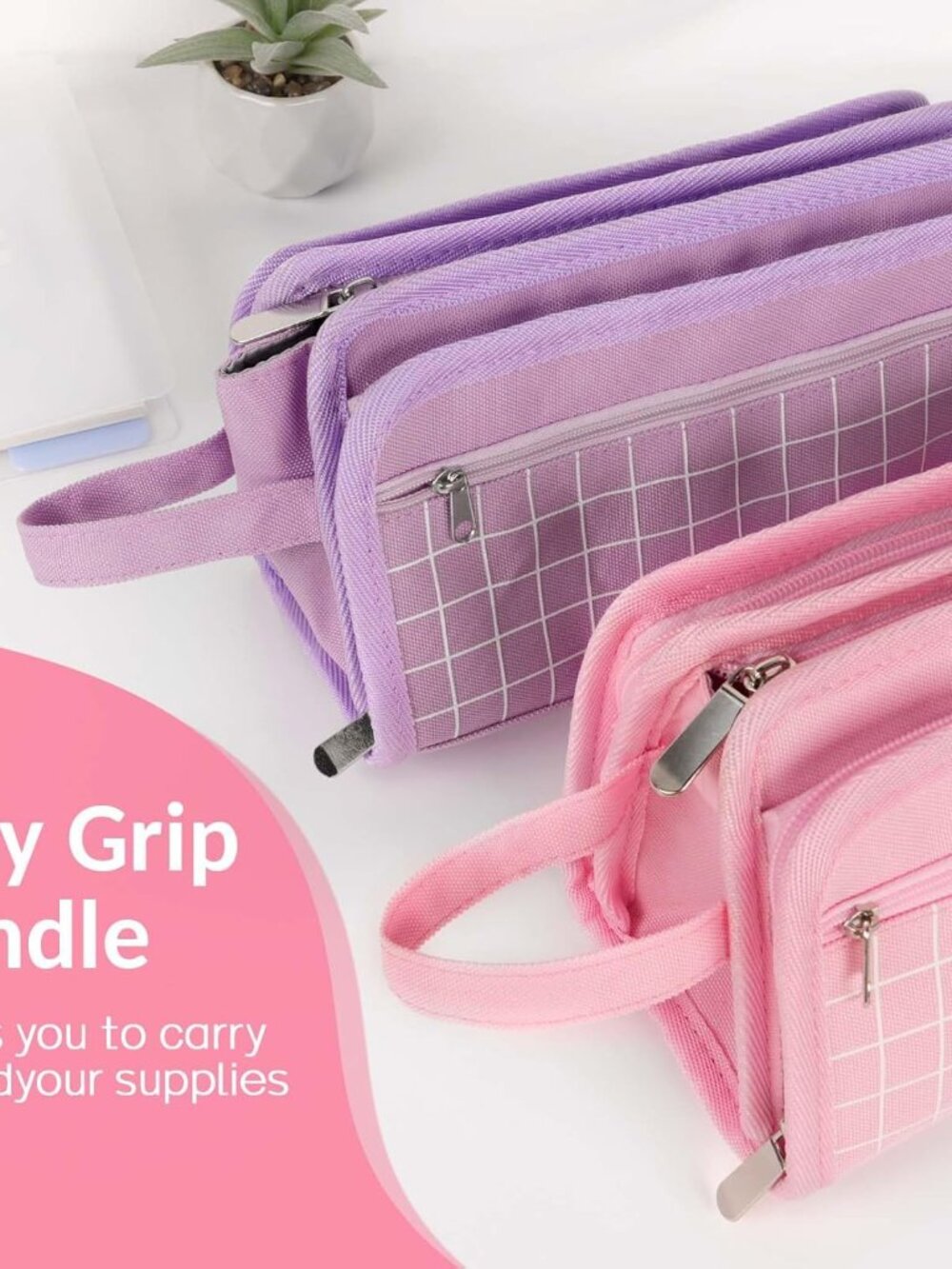 Large Pencil Case, Big Capacity Pencil Pouch Pen Bag with 3 Compartment, Portabl - Picture 7 of 8
